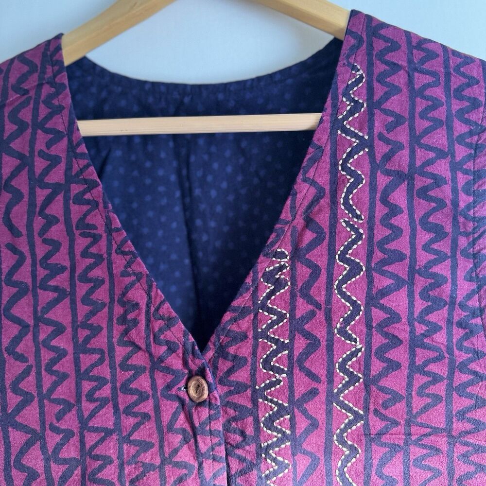 Vintage Reversible Vest Womens Large Beaded Embroidered 90s Double Sided Boho - Picture 10 of 16